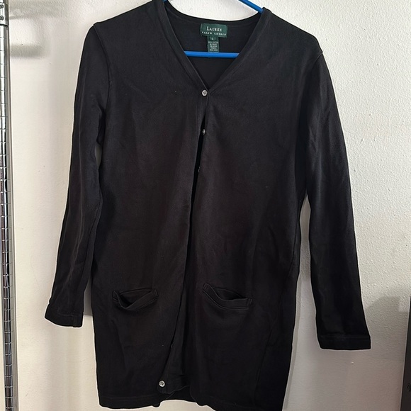Black Ralph Lauren button down cardigan sweater - Picture 1 of 5